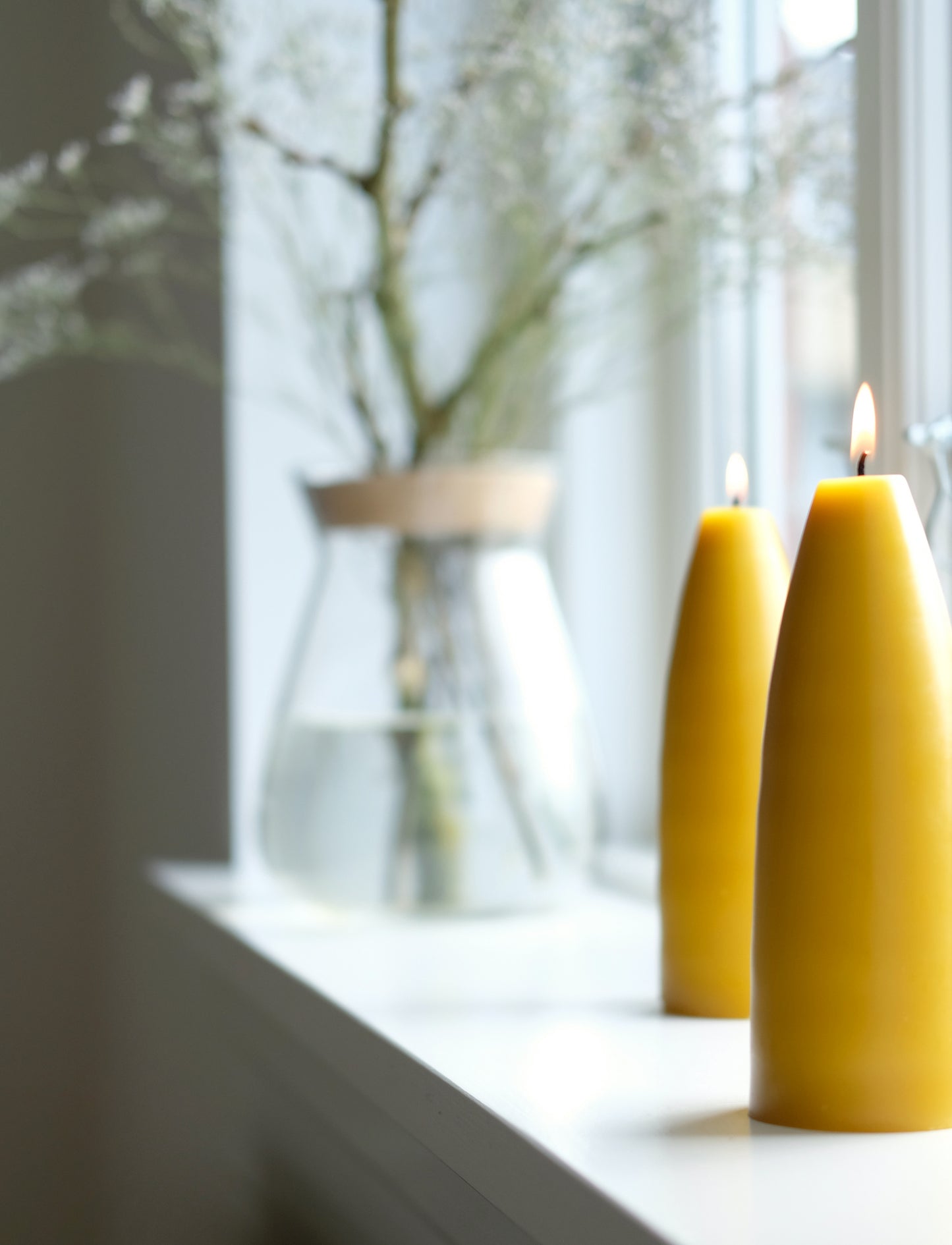 Colored Cone-Shaped Candles - ø-6.5 cm, length 16 cm - 2-pack - Lemon Yellow #53