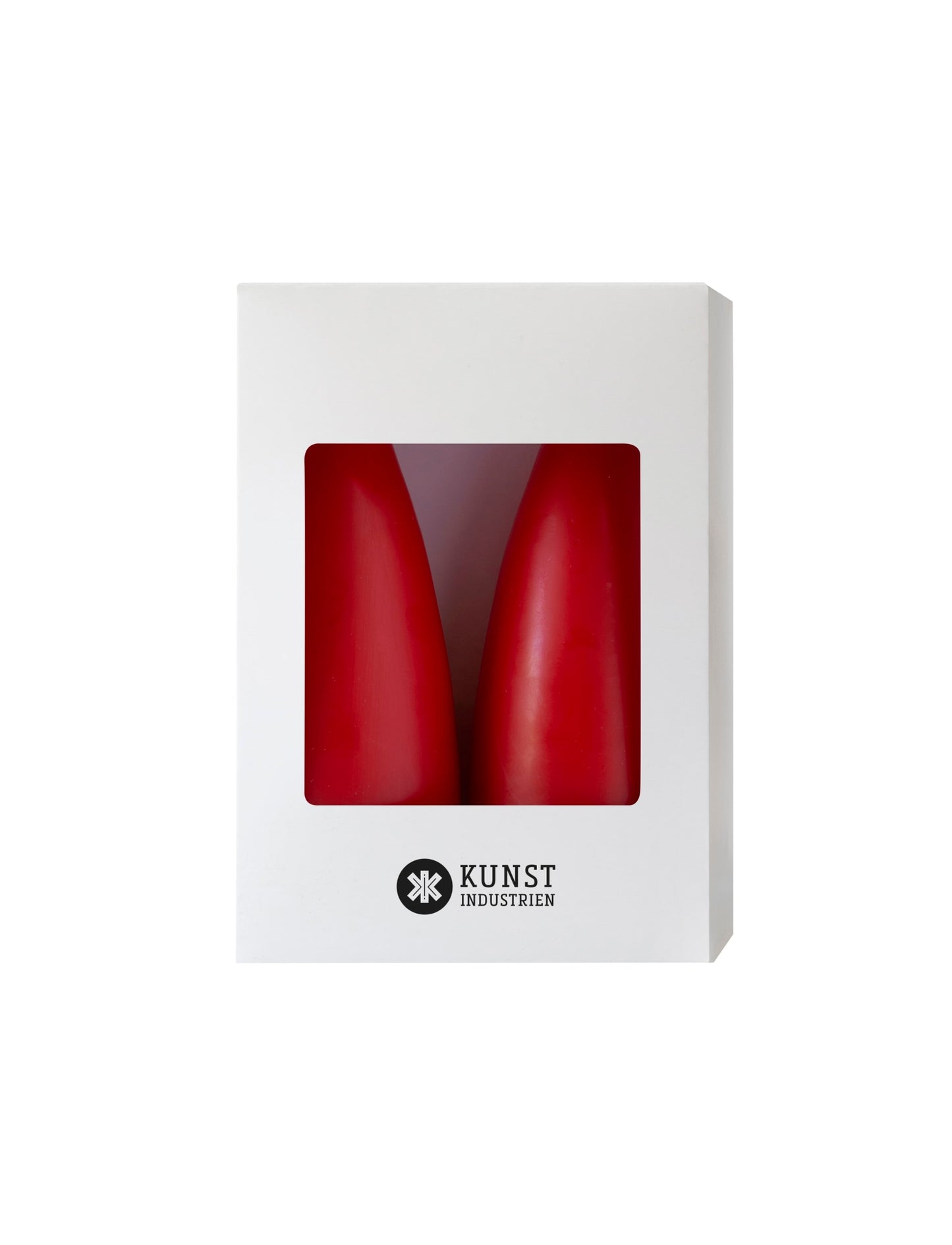 Colored Cone-Shaped Candles - ø-6.5 cm, length 16 cm - 2-pack - X-mas Red #10
