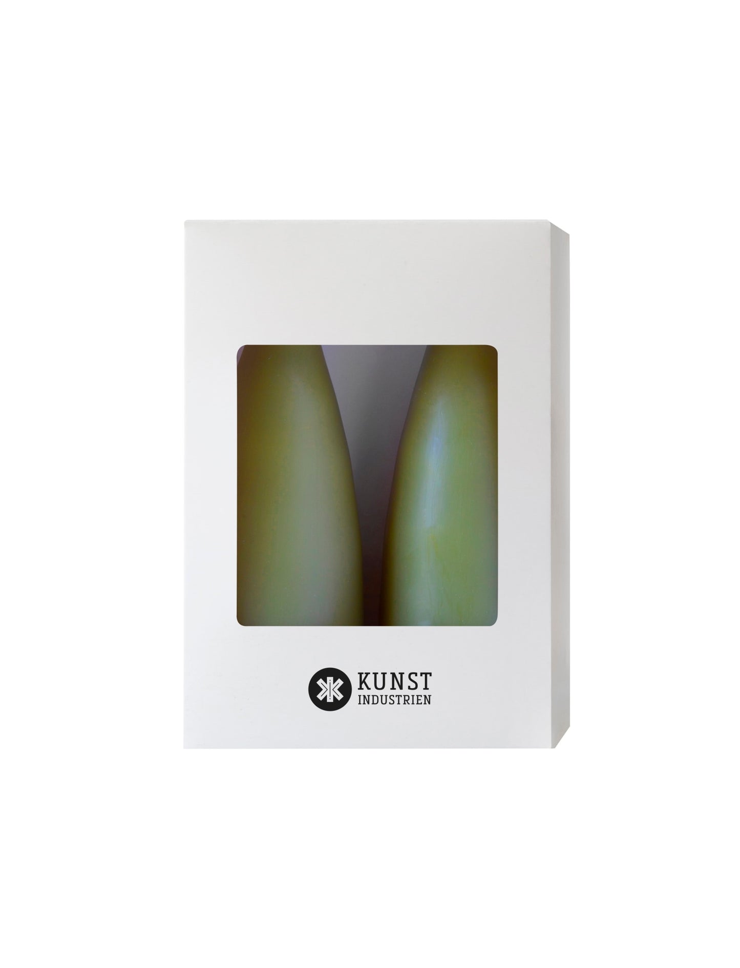 Farbige kegelförmige Kerzen – ø-6,5 cm, Länge 16 cm – 2er-Pack – Olive #36