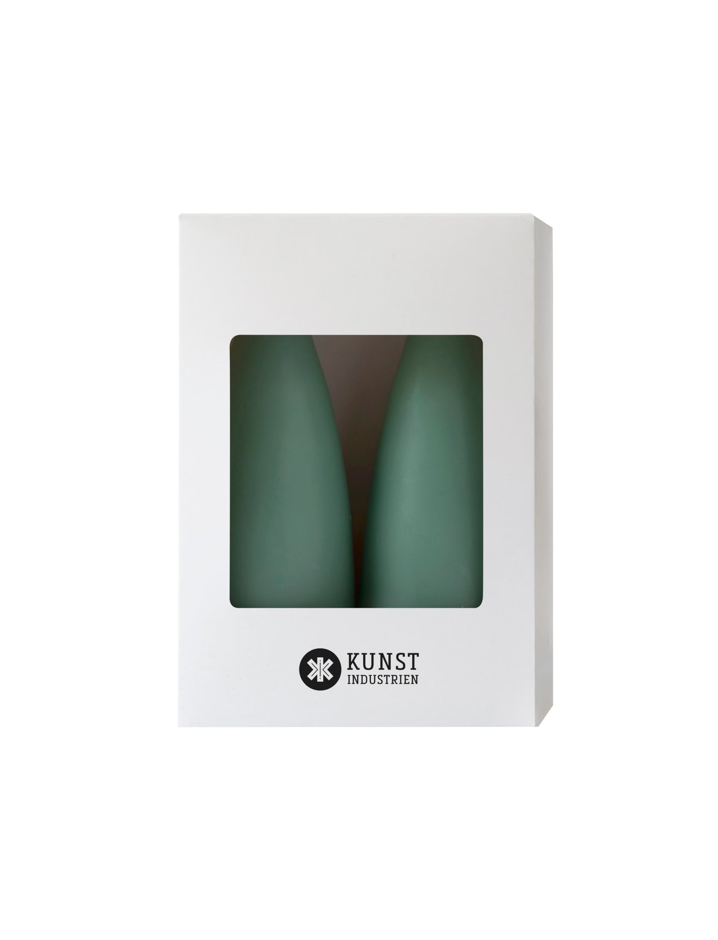 Colored Cone-Shaped Candles - ø-6.5 cm, length 16 cm - 2-pack - Dark Reseda Green #38