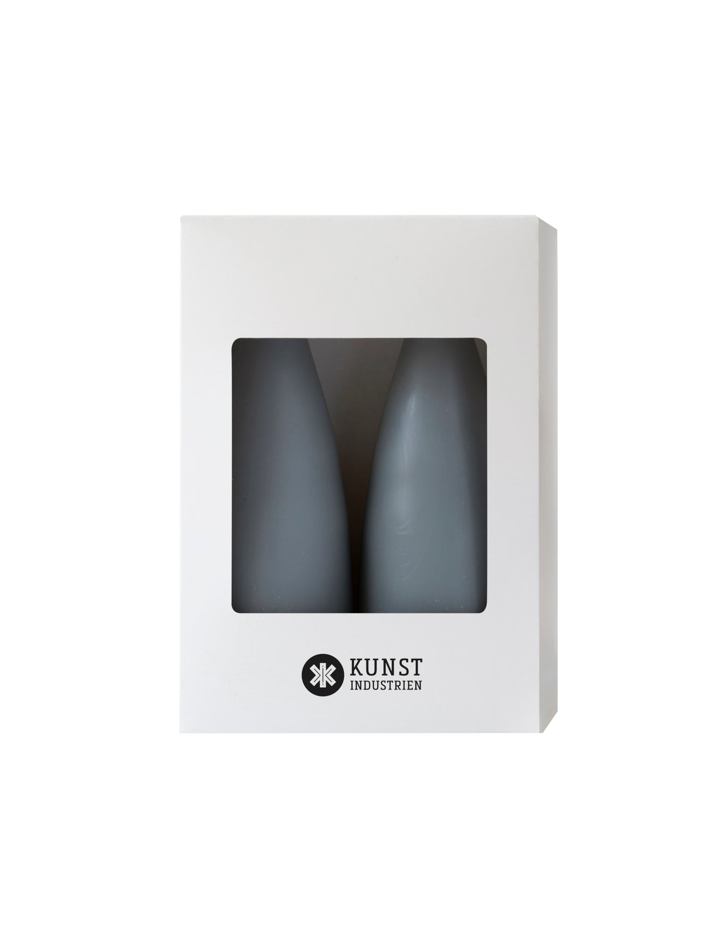 Colored Cone-Shaped Candles - ø-6.5 cm, length 16 cm - 2-pack - Gray #96