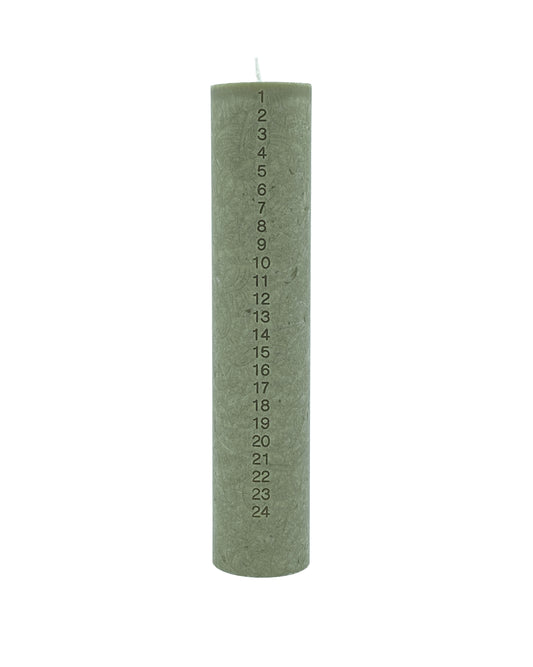 Upcycled Olive Wax Calendar Candles 6 cm x 28 cm - Moss Green #35-E