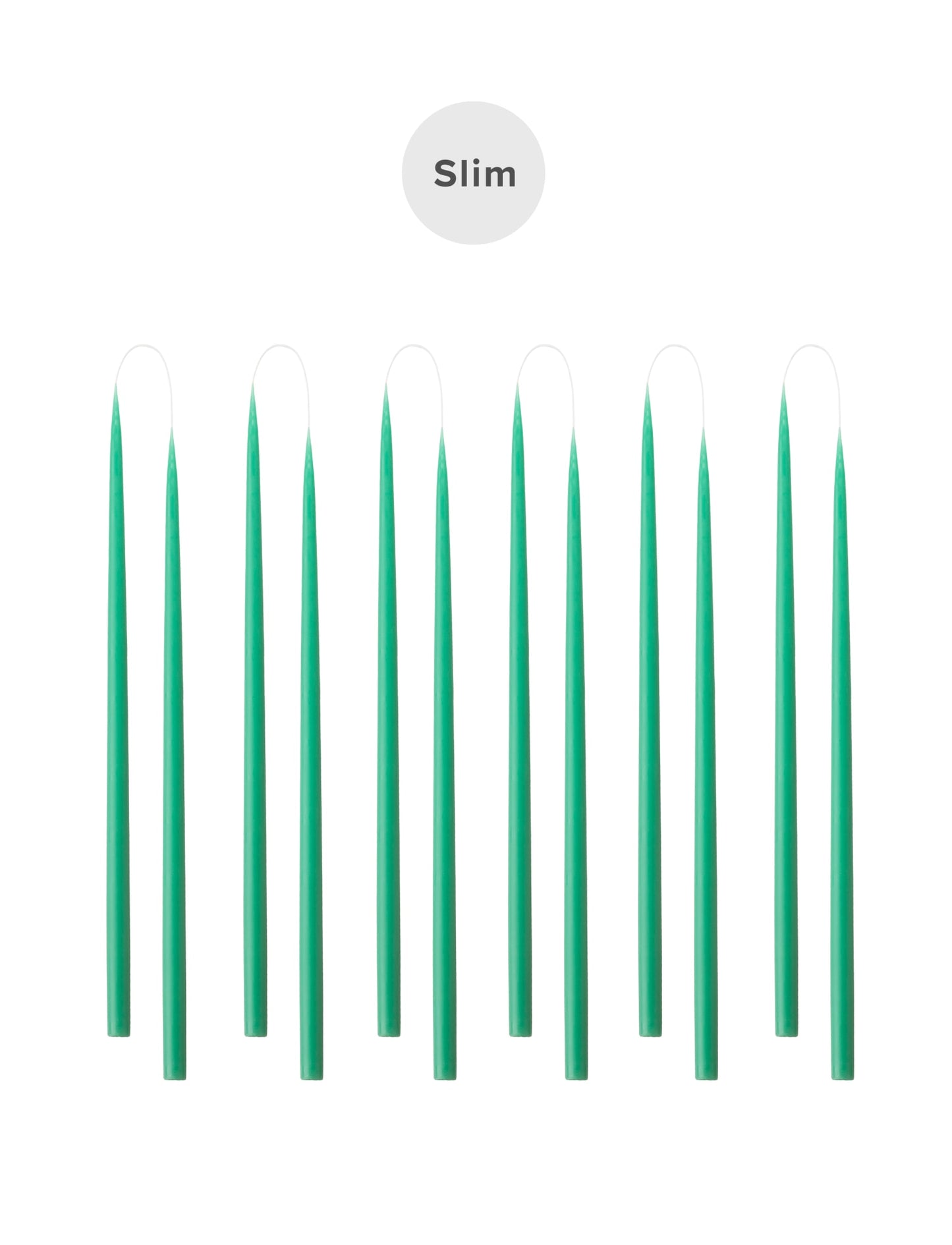 Slim colored candle, Ø=1.3 cm H= 28 cm gift box w. 12 pcs. - Turquoise #25