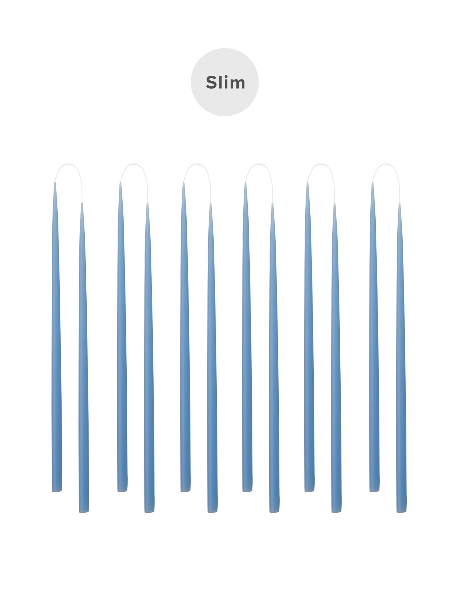 Slim coloured candle, Ø=1.3 cm H= 28 cm giftbox w. 12 pcs. - Lavender #29