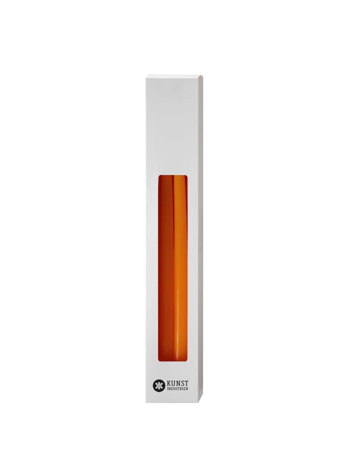 Slim colored candle, Ø=1.3 cm H= 28 cm gift box w. 12 pcs. - Orange #41