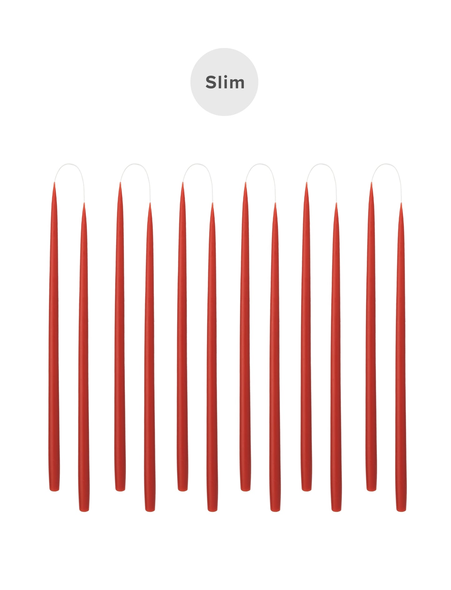 Slim coloured candle, Ø=1.3 cm H= 28 cm giftbox w. 12 pcs. - Rust #47
