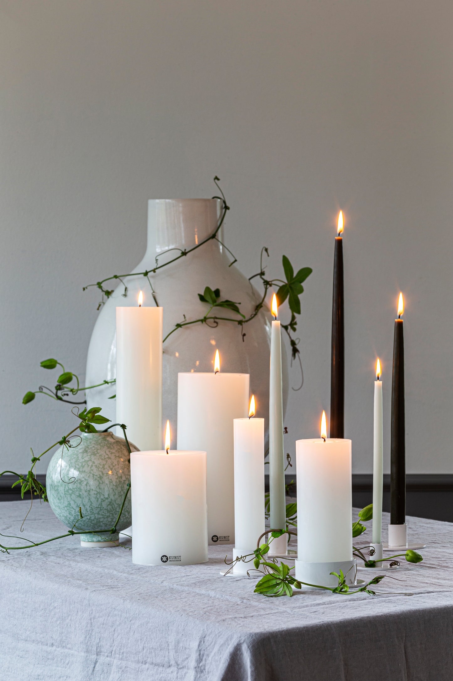 Hand dipped, dyed candle, in 4 pack - 2.2 cm x 45 cm - Gray #96