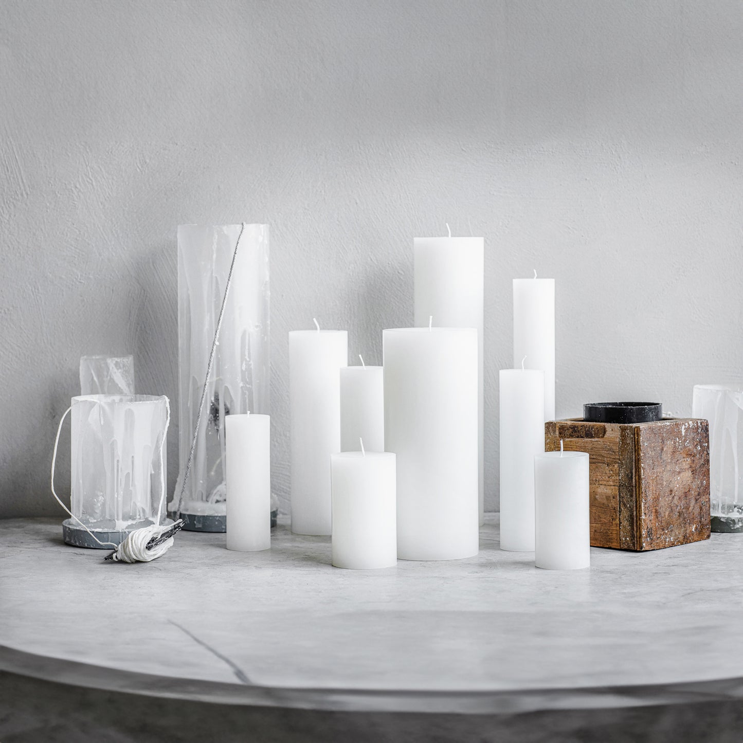 Wax Altar Candles. Ø=8.5 cm. H=15 cm. EN 15426 - White