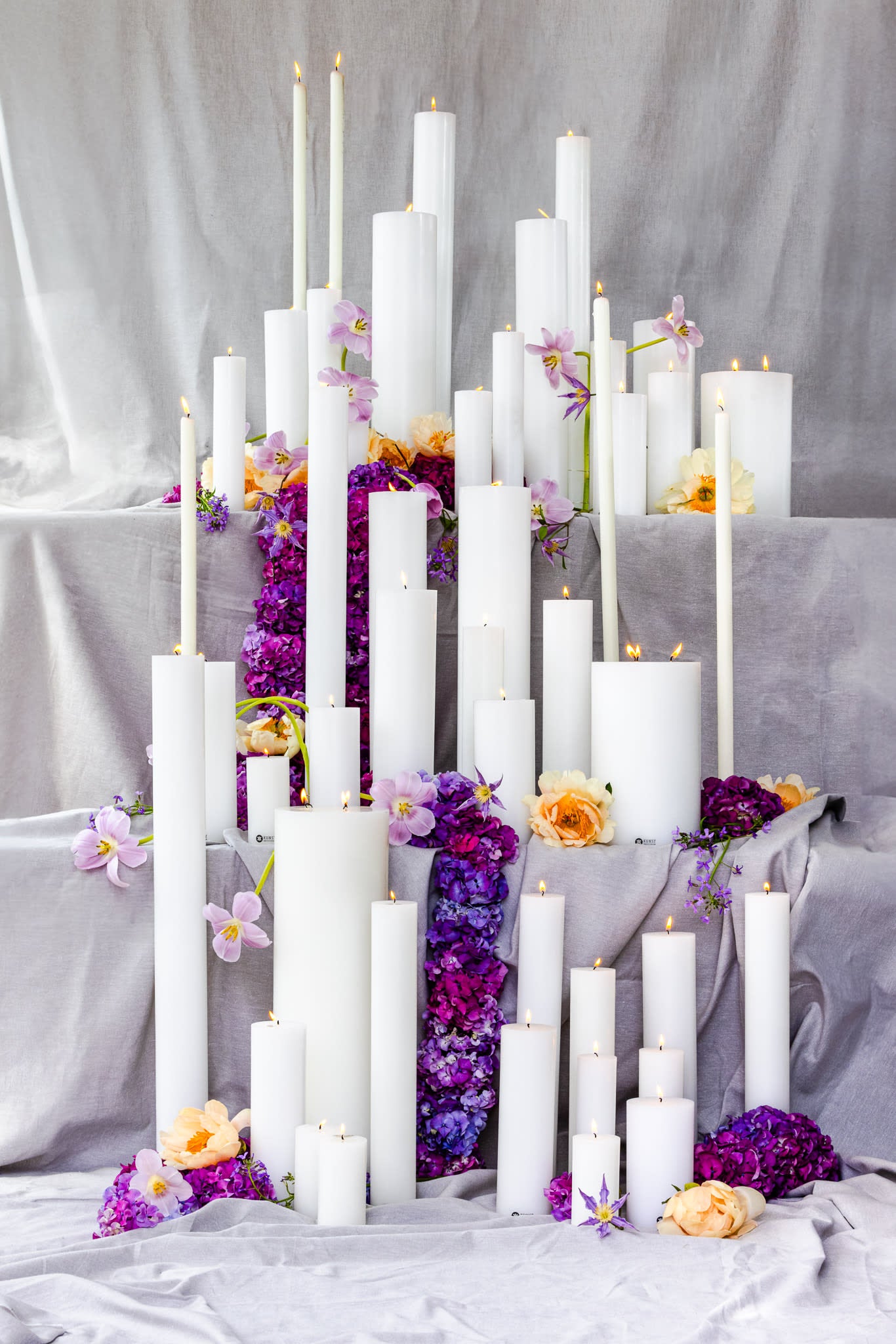 Wax Altar Candles. Ø=7 cm. H=34 cm. EN 15426 - White