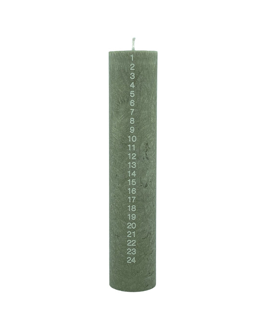 Upcycled Olive Wax Calendar Candles 6 cm x 28 cm - Moss Green #35-W
