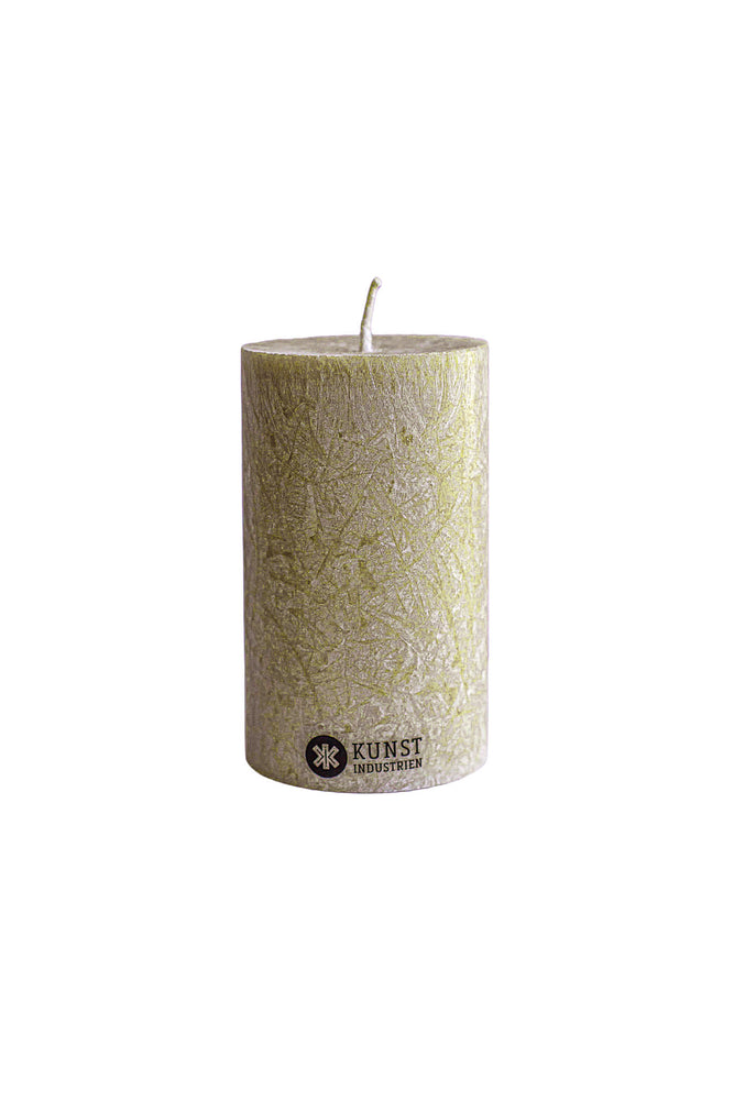 Upcycled olive wax pillar candles 6 cm x 10 cm - Moss Green