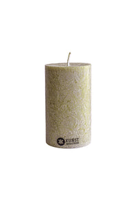 Upcycled olive wax pillar candles 6 cm x 10 cm - Moss Green
