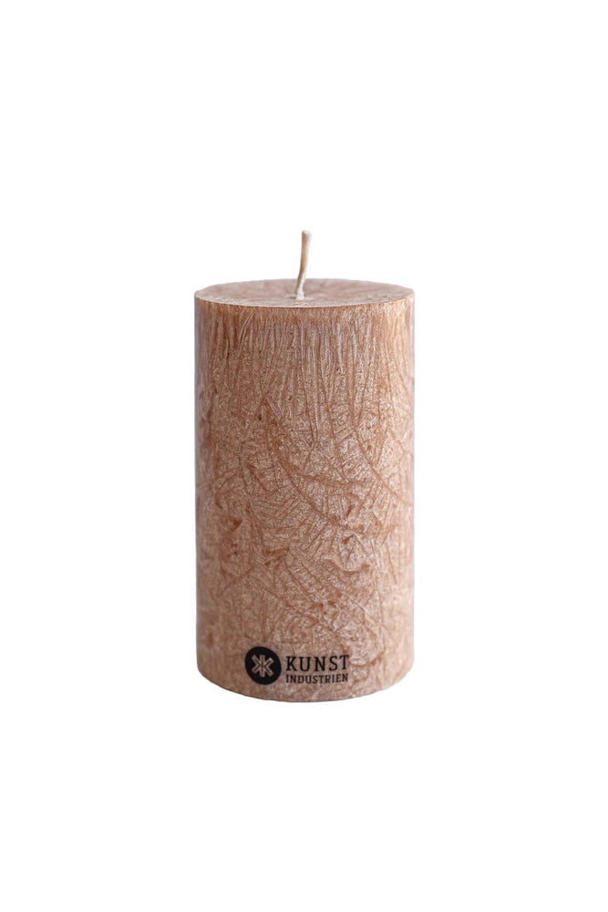 Upcycled olive wax pillar candles 6 cm x 10 cm - Hazelnut