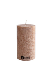Upcycled olive wax pillar candles 6 cm x 10 cm - Hazelnut