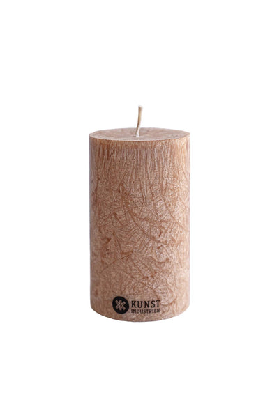 Upcycled olive wax pillar candles 6 cm x 10 cm - Hazelnut