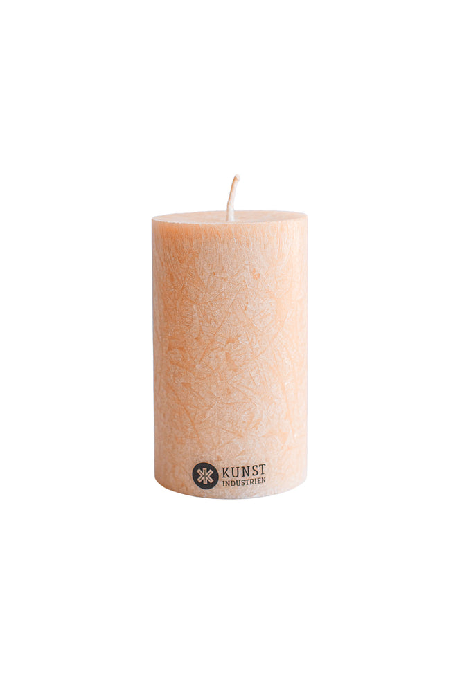 Upcycled olive wax pillar candles 6 cm x 10 cm - Sand
