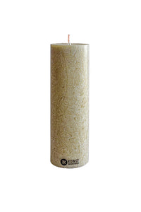 Upcycled olive wax pillar candles 6 cm x 18 cm - Moss Green