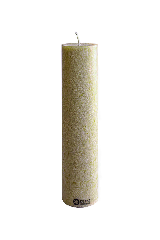 Upcycled olive wax pillar candles 6 cm x 25 cm - Moss Green