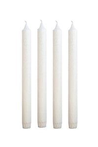 Olive Wax candle with Pattern Ø 2.2 cm, H=25 cm, 4 candles in a box - White #01