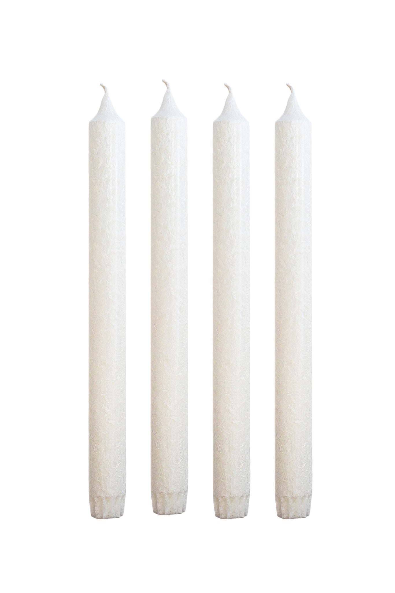 Olive Wax candle with Pattern Ø 2.2 cm, H=25 cm, 4 candles in a box - White #01