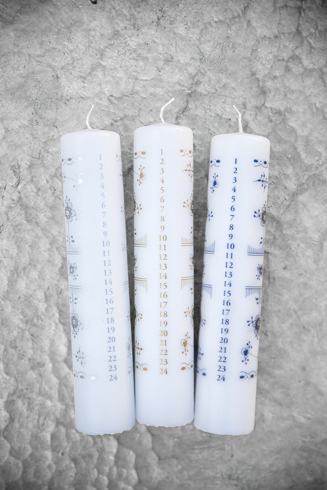 Royal Calendar Candles, 5x25cm Silver - Silver Fluted