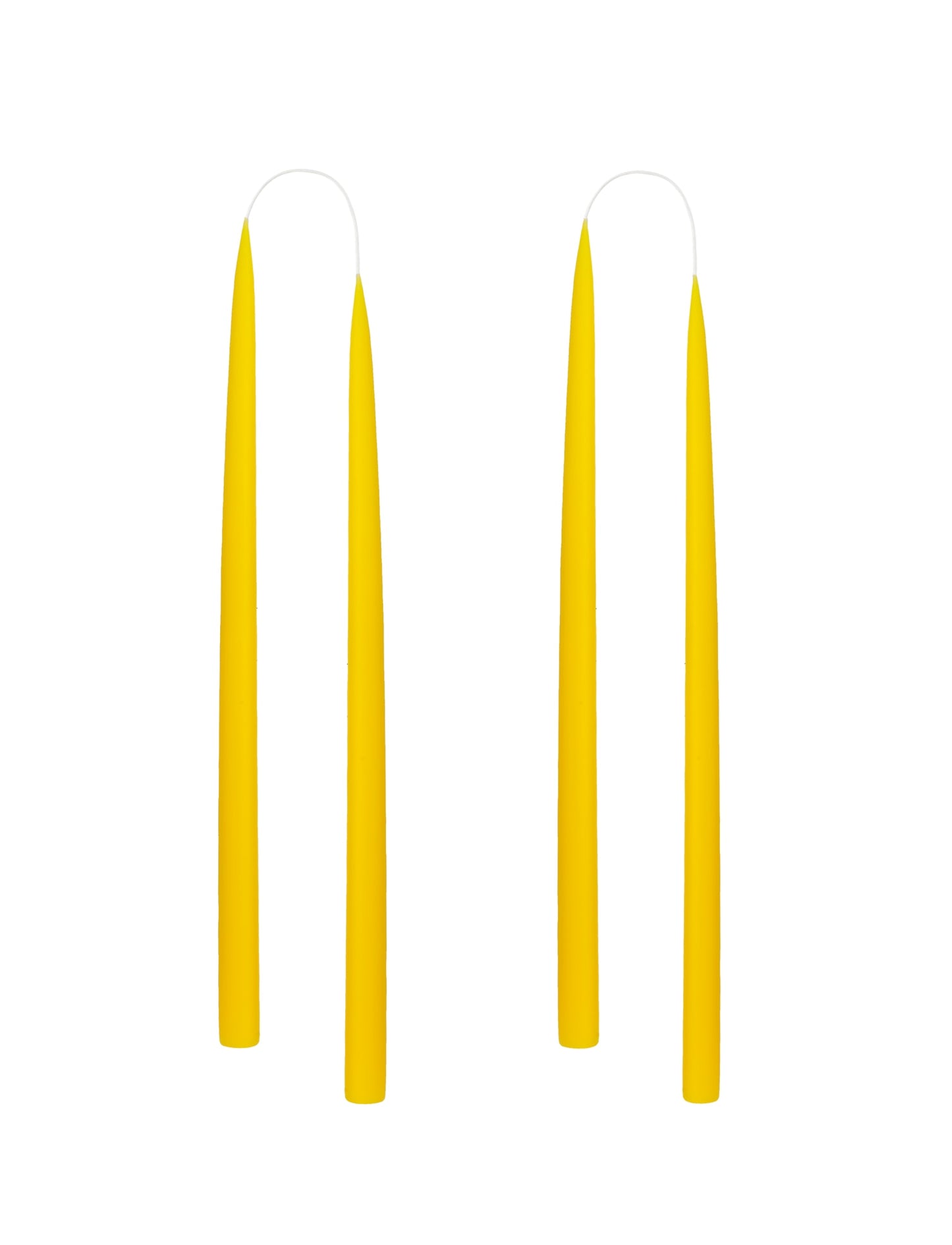 Hand dipped, dyed candle, in 4 pack - 2.2x35 cm - Lemon Yellow #53