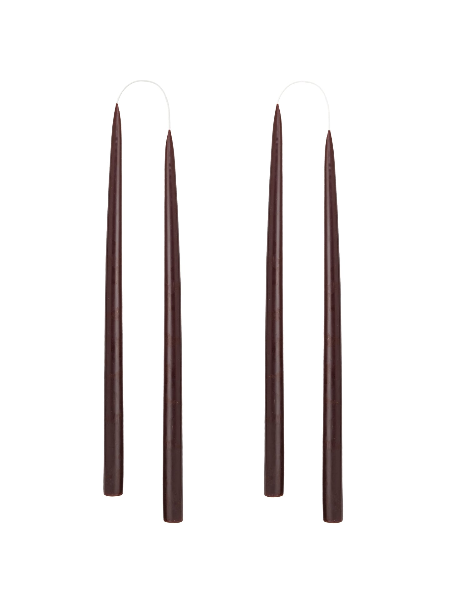 Hand dipped, dyed candle, in 4 pack - 2.2x35 cm - Chocolate Brown #60