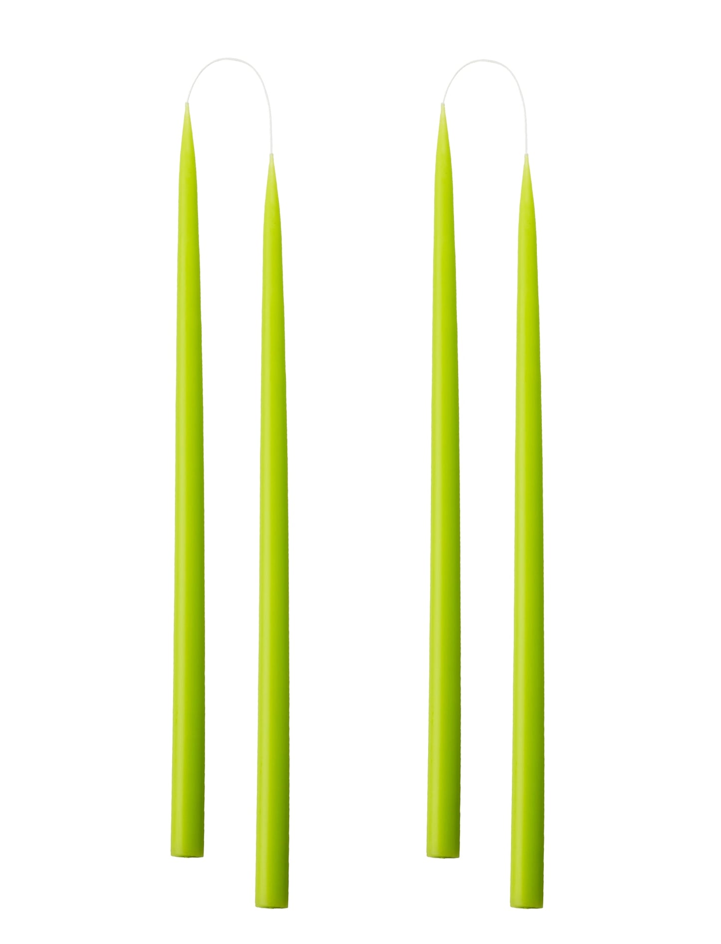 Von Hand getauchte, gefärbte Kerze, im 4er-Pack – 2,2 cm x 45 cm – Limette Nr. 31