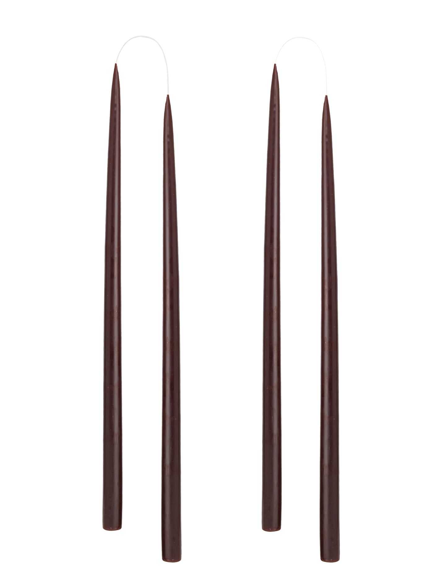 Von Hand getauchte, gefärbte Kerze, im 4er-Pack – 2,2 cm x 45 cm – Schokoladenbraun #60