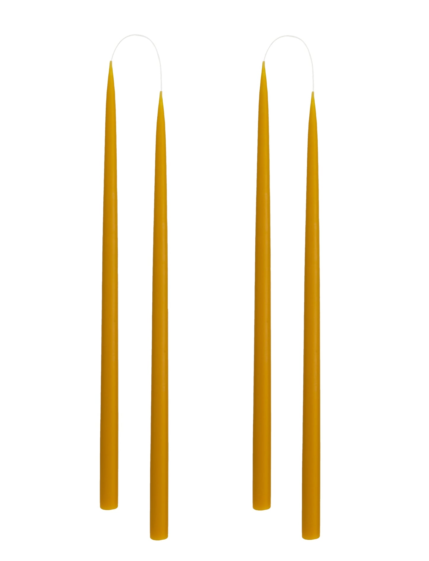 Hand dipped, dyed candle, in 4 pack - 2.2 cm x 45 cm - Honey #69