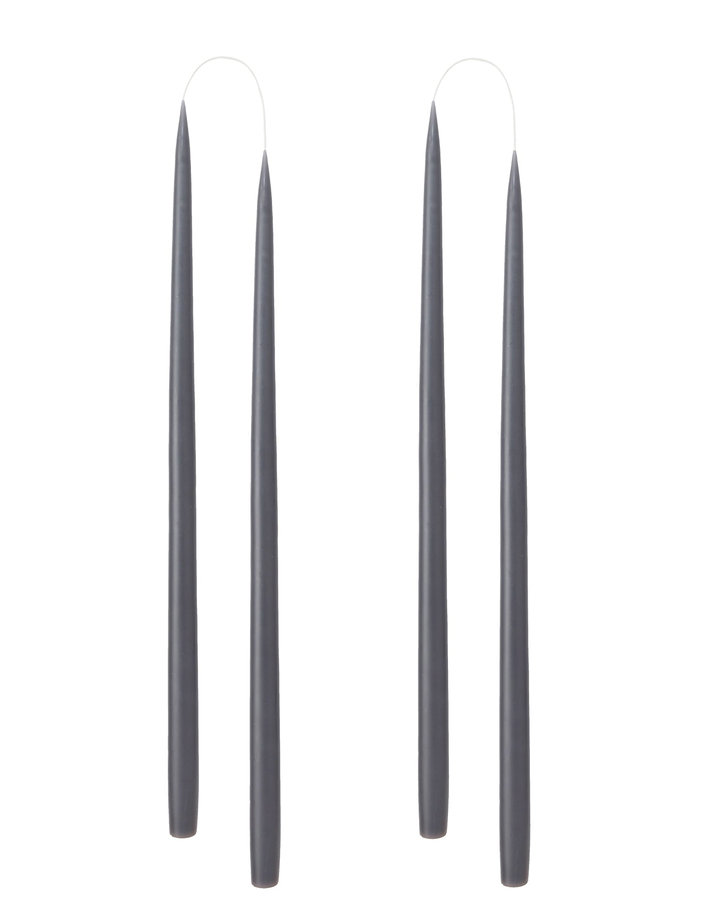 Hand dipped, dyed candle, in 4 pack - 2.2 cm x 45 cm - Charcoal Gray #92