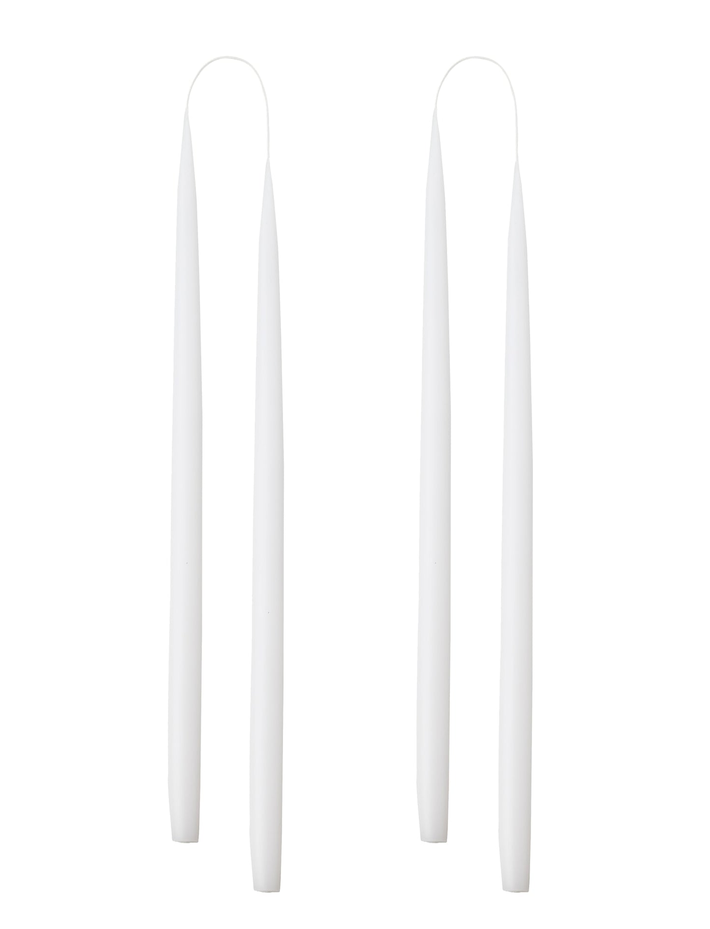 Hand dipped, dyed candle, in 4 pack - 2.2 cm x 45 cm - White #01