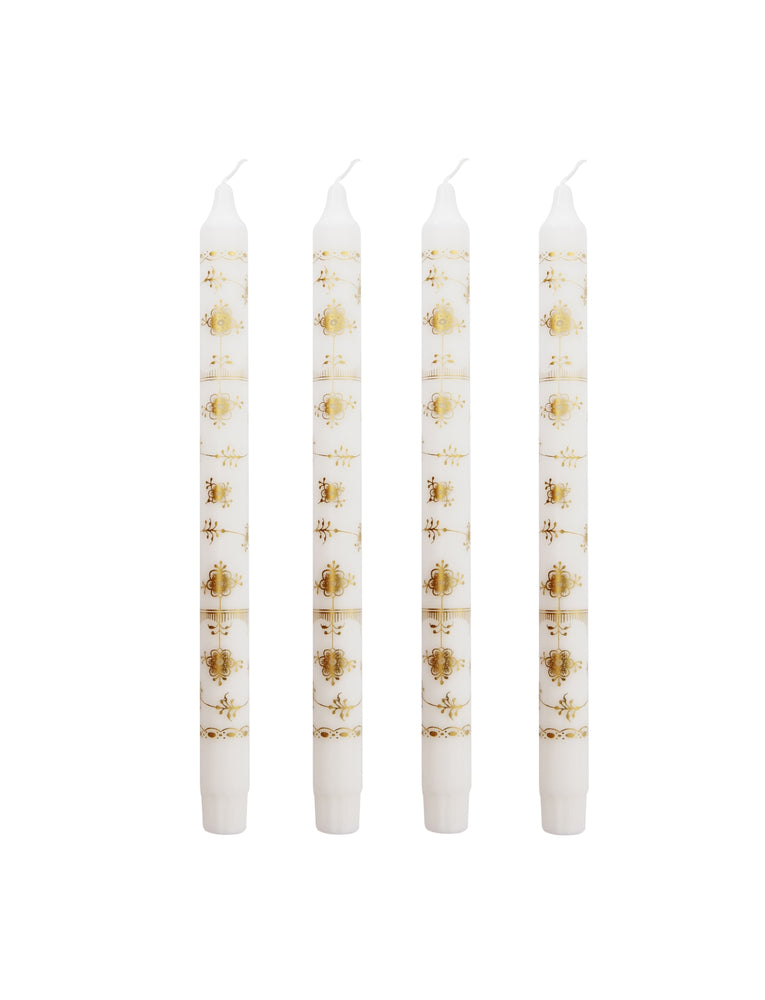 Royal Candles - Gold - Gift box w. 4 pcs - 2.3x30 cm - Gold Fluted