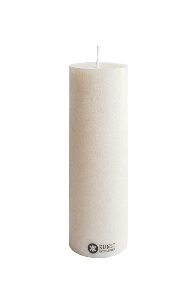 Upcycled olive wax pillar candles 6 cm x 18 cm - Off White