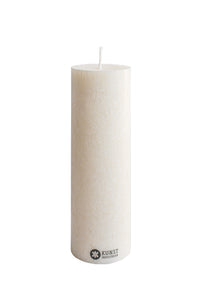 Upcycled olive wax pillar candles 6 cm x 18 cm - Off White