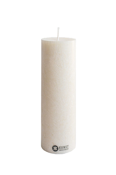 Upcycled olive wax pillar candles 6 cm x 18 cm - Off White
