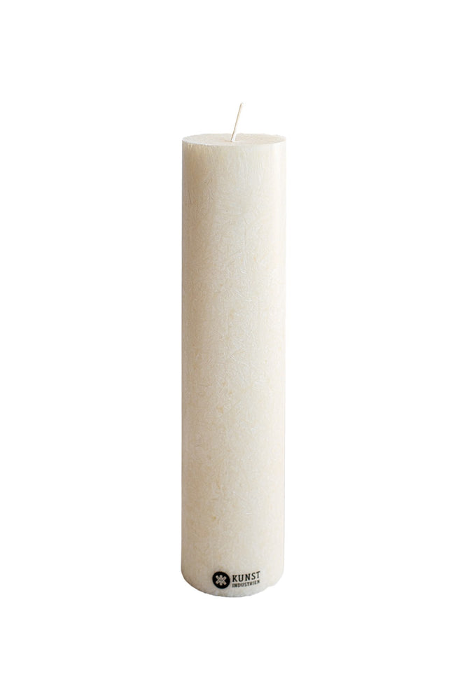 Upcycled olive wax pillar candles 6 cm x 25 cm - Off White