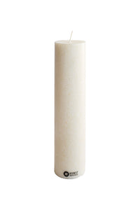 Upcycled olive wax pillar candles 6 cm x 25 cm - Off White