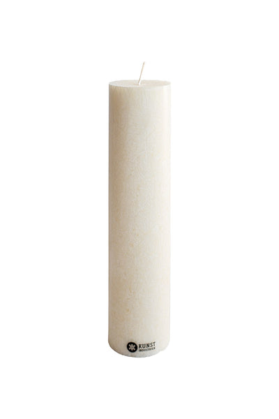 Upcycled olive wax pillar candles 6 cm x 25 cm - Off White