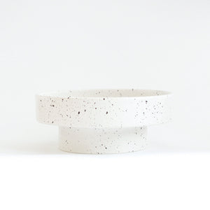 Ads-Ida-Double dish - White with burned Brown Dots
