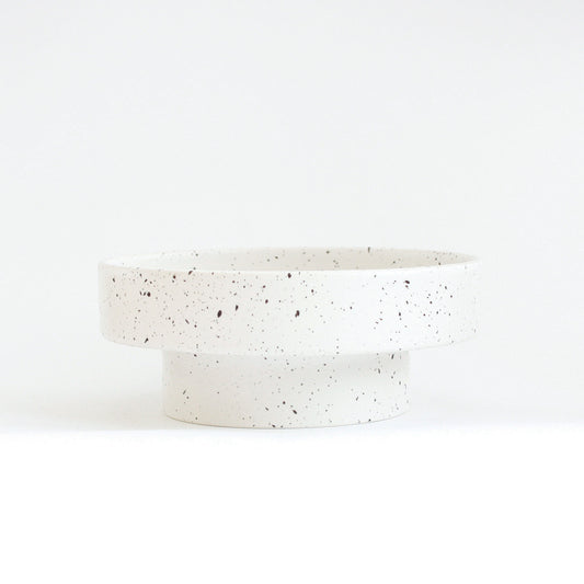 Ads-Ida-Double dish - White with burned Brown Dots