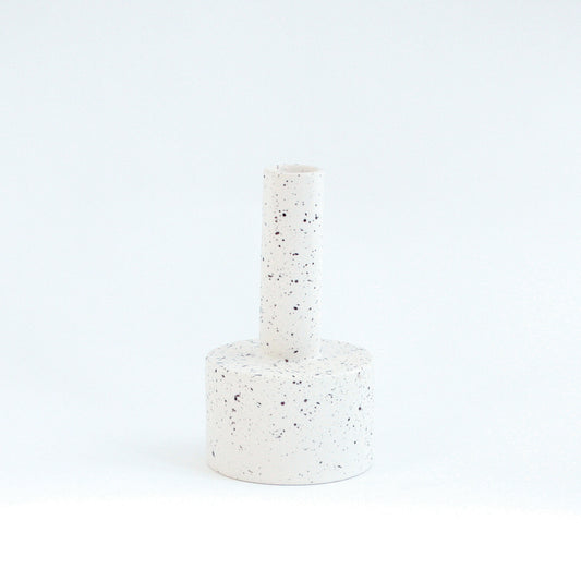 Ads-Kalle-Candle holder - White with burned Brown Dots