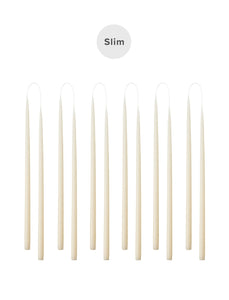 Slim coloured candle, Ø=1.3 cm H= 28 cm giftbox w. 12 pcs. - Off-White #03