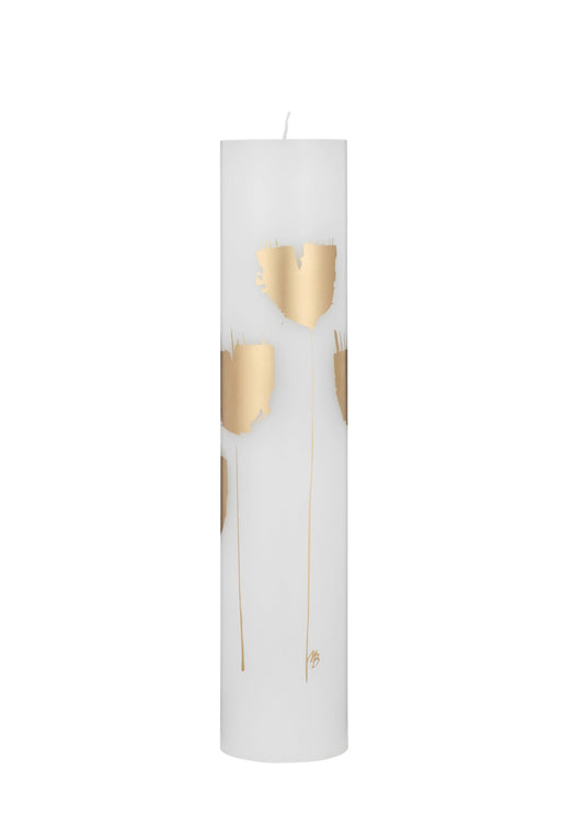 Abstract Flowers - Poppy Flowers - Wax Alter Candles 7 cm x 34 cm - Gold