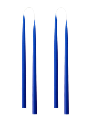 Hand dipped, dyed candle, in 4 pack - 2.2 cm x 45 cm - Cobolt Blue #23