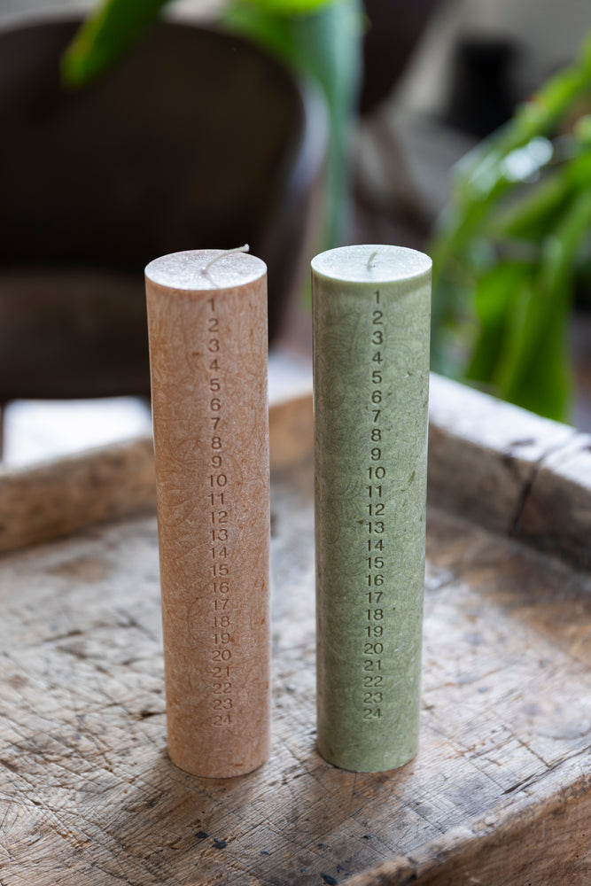 Upcycled Olive Wax Calendar Candles 6 cm x 28 cm - Hazelnut #61-E