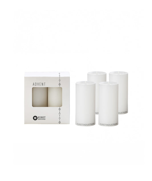 Advent Candles, set of 4 candles, Ø=6 cm, EN 15426 - White #01