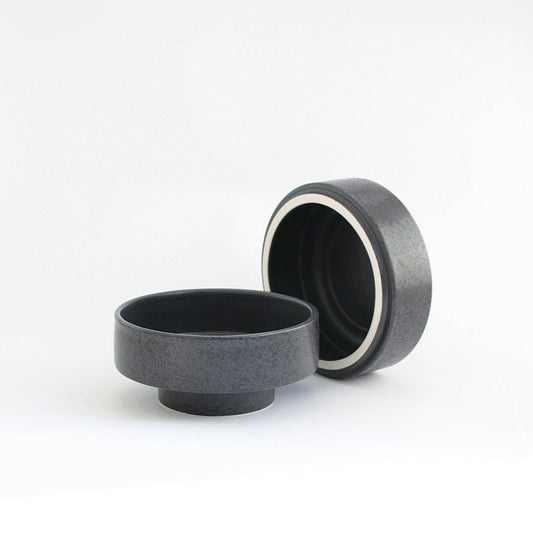 Ads-Karen-Jar with lid - Dark Grey with Dots