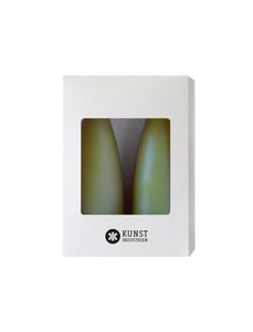 Colored Cone-Shaped Candles - ø-6.5 cm, length 16 cm - 2-pack - Olive #36