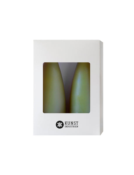Colored Cone-Shaped Candles - ø-6.5 cm, length 16 cm - 2-pack - Olive #36